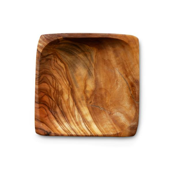 Olivenholz Schalen Set 3 quadratische Schüsseln - Elegant & formschön für mediterrane Kulinarik & Brotzeit - Handgefertigt in Italien, 11-15-20cm