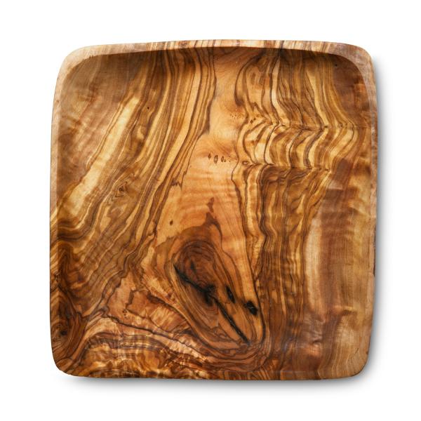 Olivenholz Schalen Set 3 quadratische Schüsseln - Elegant & formschön für mediterrane Kulinarik & Brotzeit - Handgefertigt in Italien, 11-15-20cm