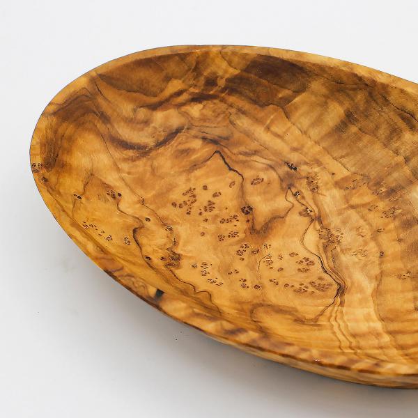 Olivenholz Schale oval - Handgefertigt, einzigartiges Holzmuster - 16x10x2,5cm - Robust, pflegeleicht, MOCA-zertifiziert, Made in Italy