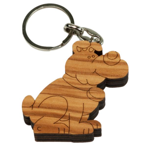 Schlüsselanhänger Hund aus Olivenholz - Handgefertigt, detailgetreu - Robust, langlebig, 5x5cm braun - Einzigartiges Unikat, ideal als Geschenk