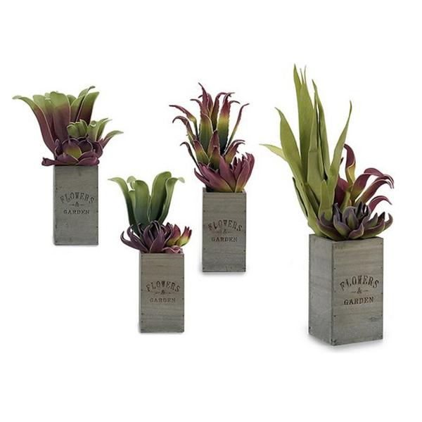 Blumentopf aus Holz mit Kunstpflanze - Modernes Landhaus-Design für innen & aussen - Robustes HDF-Holz, 10x50x10 cm, ideal als Geschenk