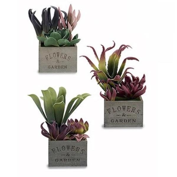 Blumentopf aus Holz mit Kunstpflanze – Rechteckig, 15x28x15 cm – Vintage-Design, pflegeleicht, für Zuhause & Balkon – Flowers & Garden