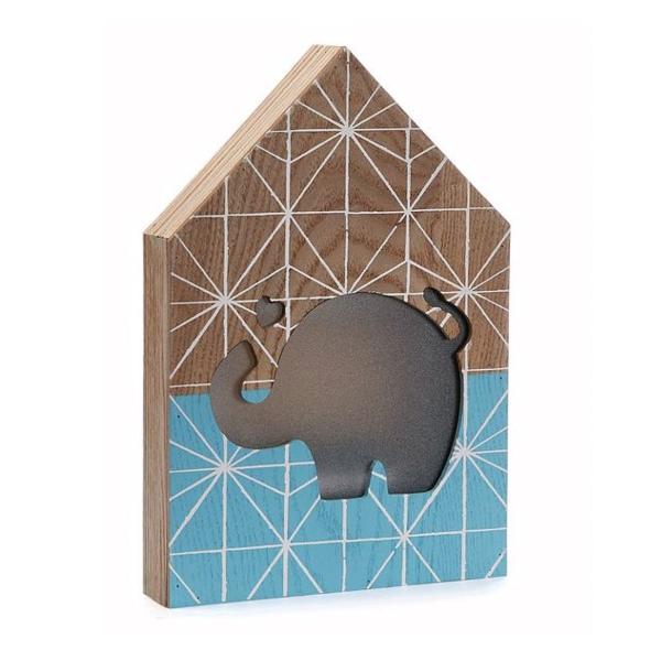 Leuchtdekoration Haus-Form Elefant aus Holz - Beleuchteter Lichtkasten für gemütliche Atmosphäre in Wohn- Schlaf- Kinderzimmer - 3,5x25x17cm