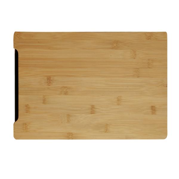 Bambus Schneidebrett - mit praktischer Auszieh-Schale aus dunklem Melamin - Servieren & Schneideabfall - Robust & massiv - 38x26x3,5cm