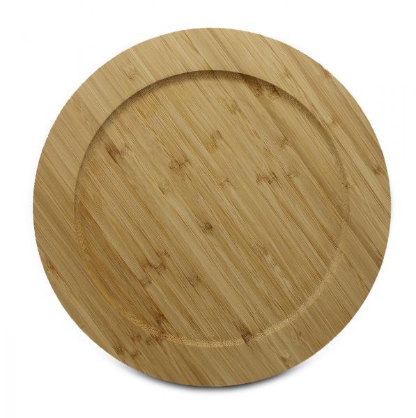 Bambus Dekorationsteller - Platzteller Servierplatte Schneidebrett - Massivholz Naturmuster Robuster Teller - 30x30cm Braun/Gemasert - Zeitlos Elegant