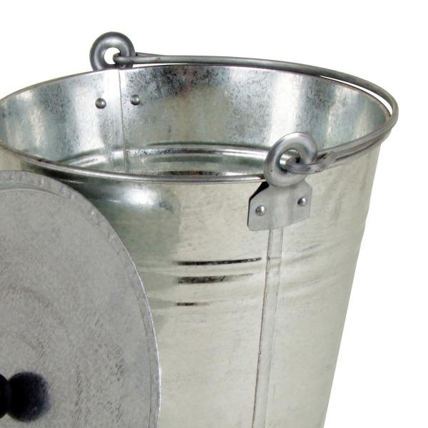 Zinkeimer mit Deckel und Henkel - 12 L Fassungsvermögen - Aus verzinktem Metall - Zum Transport, Bepflanzen & zur Aufbewahrung von Kartoffeln/Zwiebeln