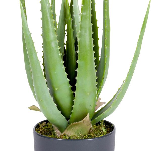 Künstliche Aloe Vera-Pflanze in schwarzem Kunststofftopf, Höhe ca. 45 cm