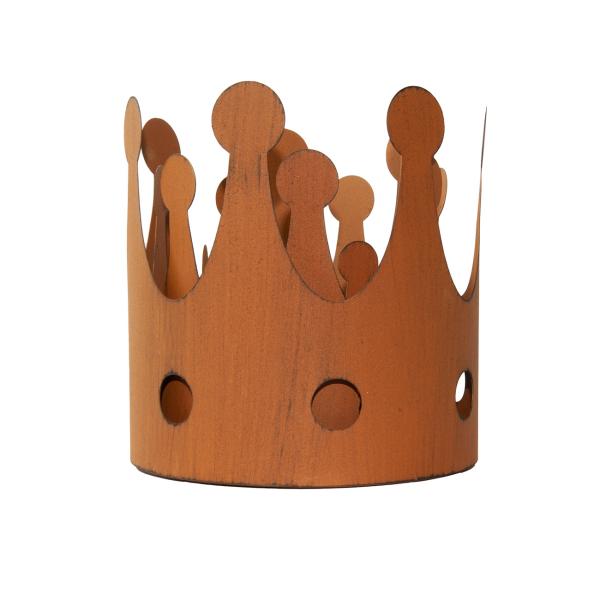 Kerzenhalter Set 3-teilig Krone - Rostoptik Vintage Deko für Garten Balkon Terrasse - inkl. 3 Grössen: 18/15/11cm - Ideal für Kerzen & Pflanzen