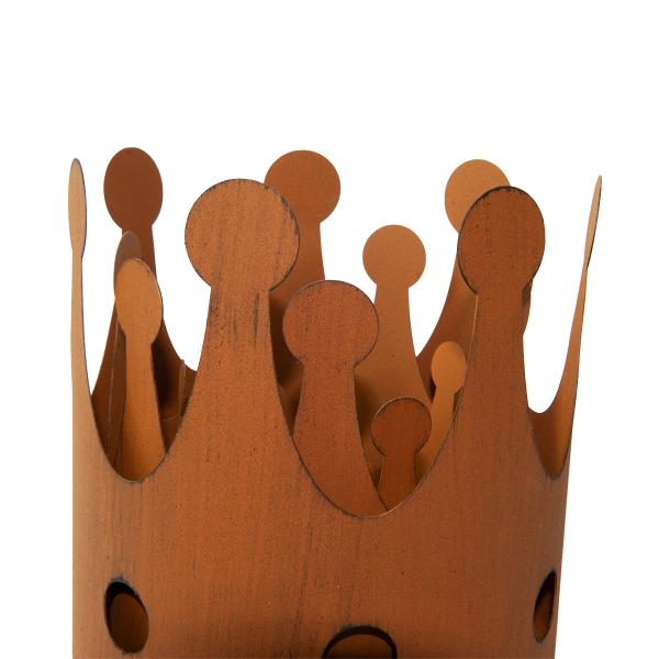 Kerzenhalter Set 3-teilig Krone - Rostoptik Vintage Deko für Garten Balkon Terrasse - inkl. 3 Grössen: 18/15/11cm - Ideal für Kerzen & Pflanzen