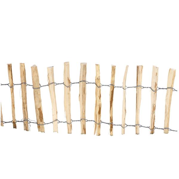 Haselnuss-Beeteinfassung aus Naturholz - Steckzaun mit Pfosten zur einfachen Bodenverankerung - Rustikale Beetumrandung 35x300cm für Gartenbeete