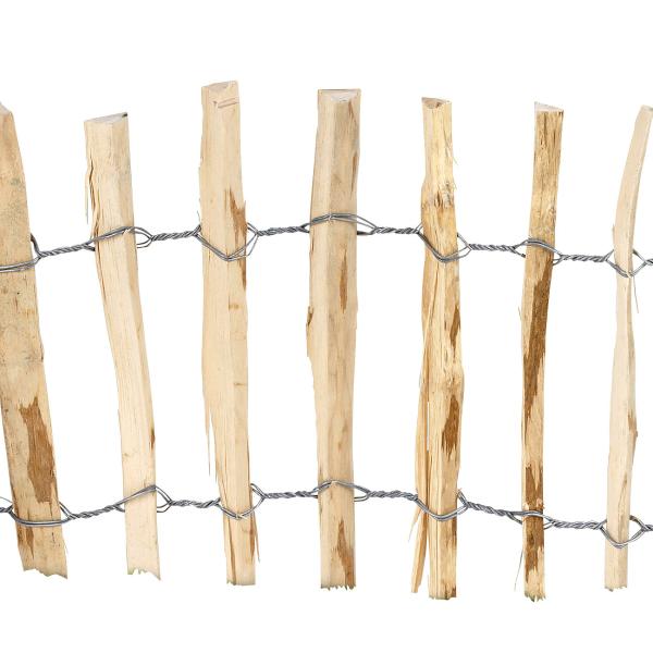 Haselnuss-Beeteinfassung aus Naturholz - Steckzaun mit Pfosten zur einfachen Bodenverankerung - Rustikale Beetumrandung 35x300cm für Gartenbeete