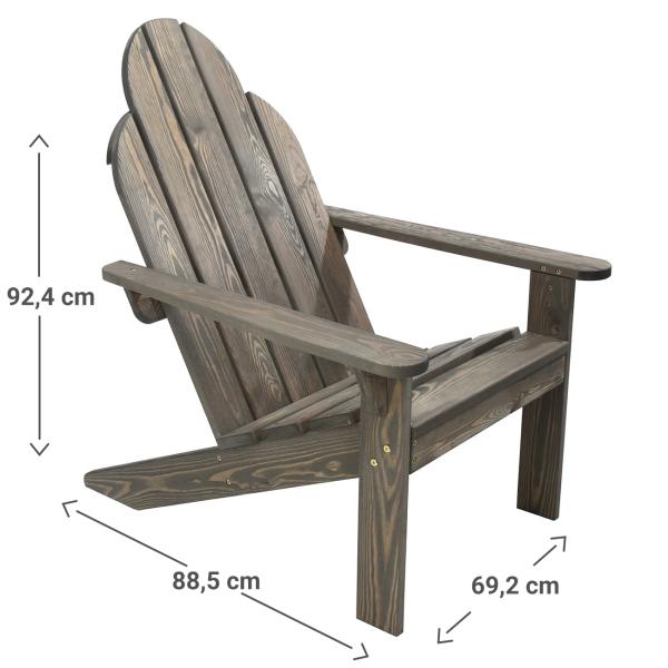 Adirondack-Stuhl aus Fichtenholz - Gartenstuhl im zeitlosen Design - geneigte Rückenlehne, breite Armlehne - 69,2x88,5x92,4 cm, grau