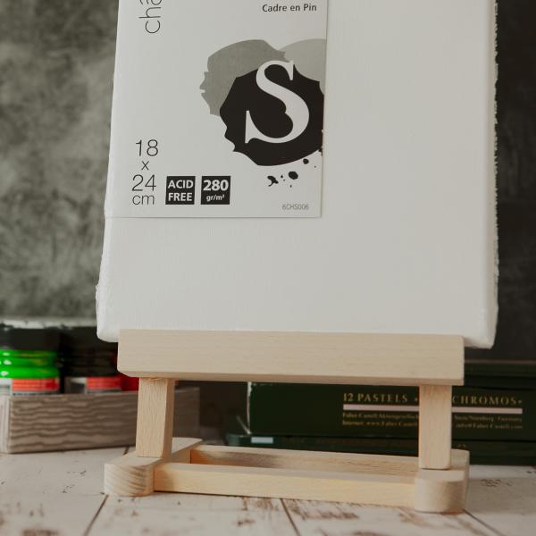 Tischstaffelei aus Massivholz - Höhenverstellbare Leinwand-Staffelei 13x20cm - Klappbar für Acryl-, Öl- & Aquarellmalerei - Ideal als Bild- & Buchhalter