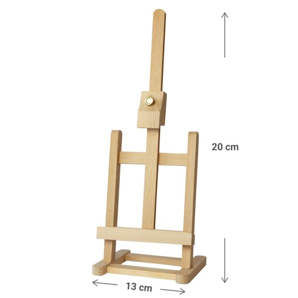 Tischstaffelei aus Massivholz - Höhenverstellbare Leinwand-Staffelei 13x20cm - Klappbar für Acryl-, Öl- & Aquarellmalerei - Ideal als Bild- & Buchhalter