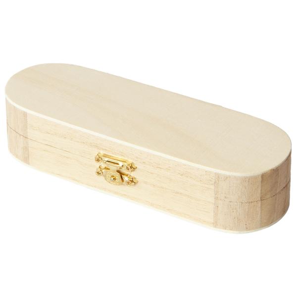 Stifte-Box Holz natur - Umweltfreundlich, aufklappbar, umfassender Überblick - 18x6x4cm, hellbraun mit Schlaufen für Stifte - ideal für Büro & Kosmetik