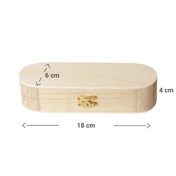 Stifte-Box Holz natur - Umweltfreundlich, aufklappbar, umfassender Überblick - 18x6x4cm, hellbraun mit Schlaufen für Stifte - ideal für Büro & Kosmetik