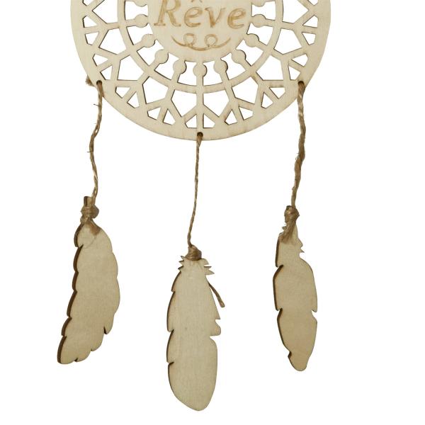 Traumfänger Rêve aus Holz - Schützt vor schlechten Träumen & fördert guten Schlaf - Natur-Deko zum Beschriften - 23,5x15,5cm - Braun