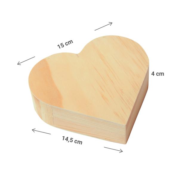 Holzbox Herz mit Magnetverschluss - Aufbewahrungsbox aus Piniensperrholz natur 15x15x4cm - Ideal für Geschenke & Deko - Zum Bemalen