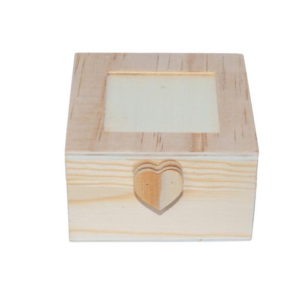 Holz Aufbewahrungsbox mit Herz - Naturdesign für Schlüssel & Geschenke - 7,5x8x4,5 cm - Zum Bemalen & Dekorieren - Piniensperrholz