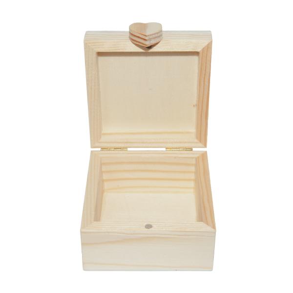 Holz Aufbewahrungsbox mit Herz - Naturdesign für Schlüssel & Geschenke - 7,5x8x4,5 cm - Zum Bemalen & Dekorieren - Piniensperrholz