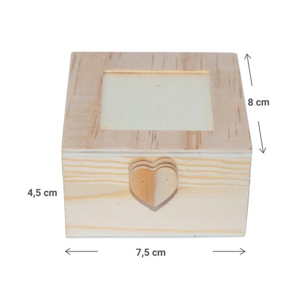 Holz Aufbewahrungsbox mit Herz - Naturdesign für Schlüssel & Geschenke - 7,5x8x4,5 cm - Zum Bemalen & Dekorieren - Piniensperrholz