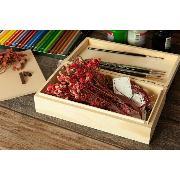 Aufbewahrungsbox aus Holz natur – Praktische Schatulle mit Deckel für Schlüssel Karten Geschenke – Ideal zum Bemalen & Dekorieren – Braun, 22x12x5,5cm