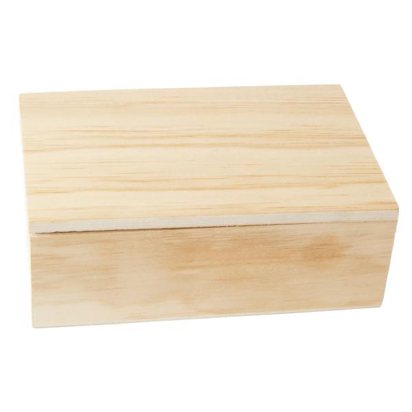 Holz Aufbewahrungsbox mit Deckel 19.5x7x13cm - Für Zucker, kleine Gegenstände & Geschenke - Zum Bemalen und Dekorieren geeignet - Natur HDF braun