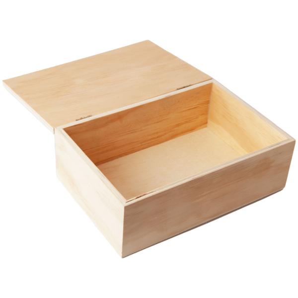 Holz Aufbewahrungsbox mit Deckel 19.5x7x13cm - Für Zucker, kleine Gegenstände & Geschenke - Zum Bemalen und Dekorieren geeignet - Natur HDF braun