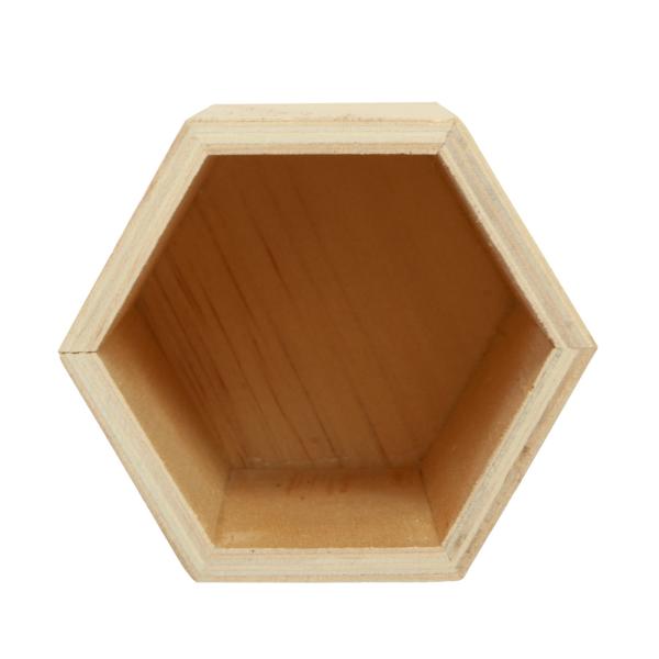 Stiftehalter Holz sechseckig - Natur Design, 10x8 cm - Kreativ gestaltbar für Homeoffice, Küche, Schlafzimmer - Nachhaltige Organisation - Braun Sperrholz