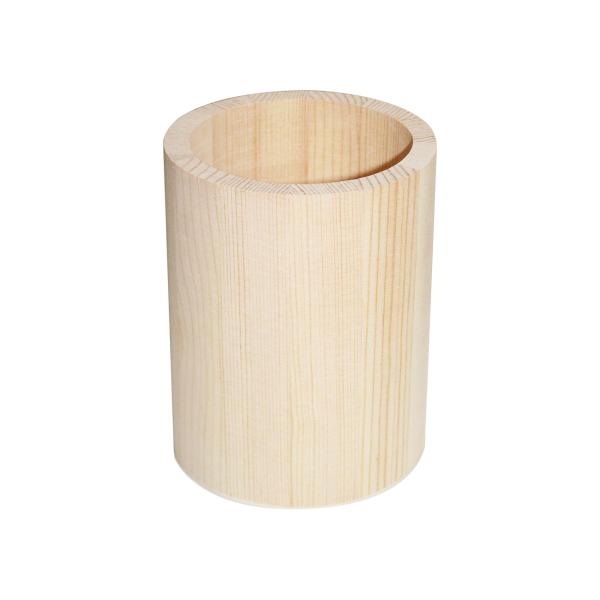 Runder Holz-Stiftehalter Natur - Nachhaltige Schreibtisch-Organisation - 10x8 cm - Ideal zum Bemalen & Dekorieren für Büro, Küche & Schlafzimmer
