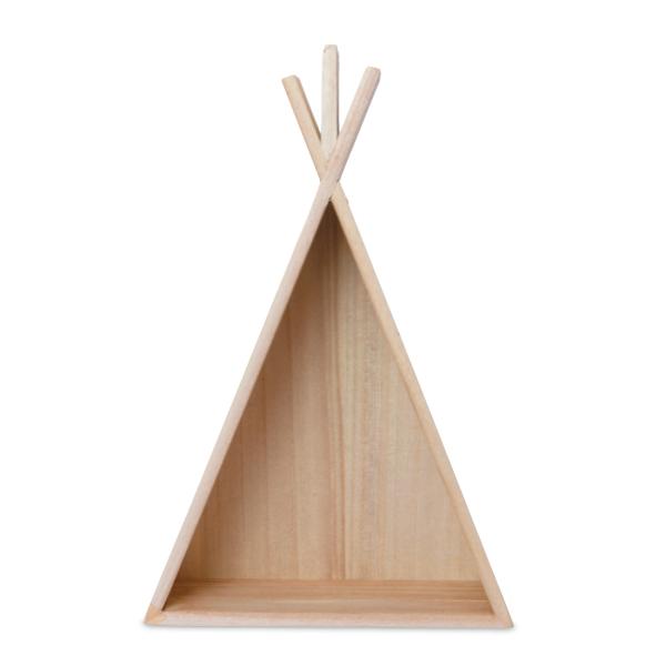 Holzregale Tipi-Form 2er-Set - Wanddeko Zelt für Flur Schlaf Kinder Wohnzimmer - MDF Braun - 45x30x9cm & 28x18.5x6cm - Kreativ Gestaltbar