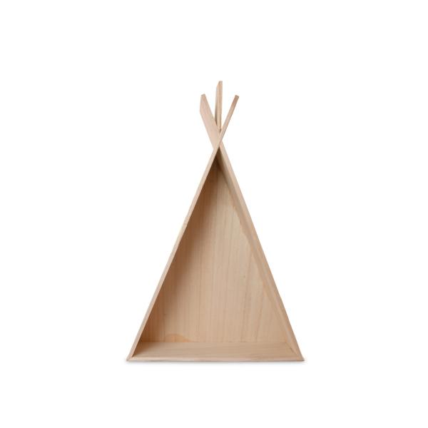 Holzregale Tipi-Form 2er-Set - Wanddeko Zelt für Flur Schlaf Kinder Wohnzimmer - MDF Braun - 45x30x9cm & 28x18.5x6cm - Kreativ Gestaltbar