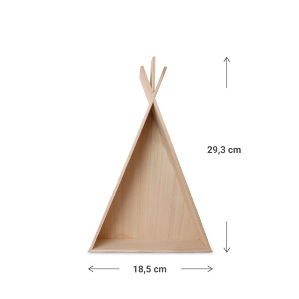 Holzregale Tipi-Form 2er-Set - Wanddeko Zelt für Flur Schlaf Kinder Wohnzimmer - MDF Braun - 45x30x9cm & 28x18.5x6cm - Kreativ Gestaltbar