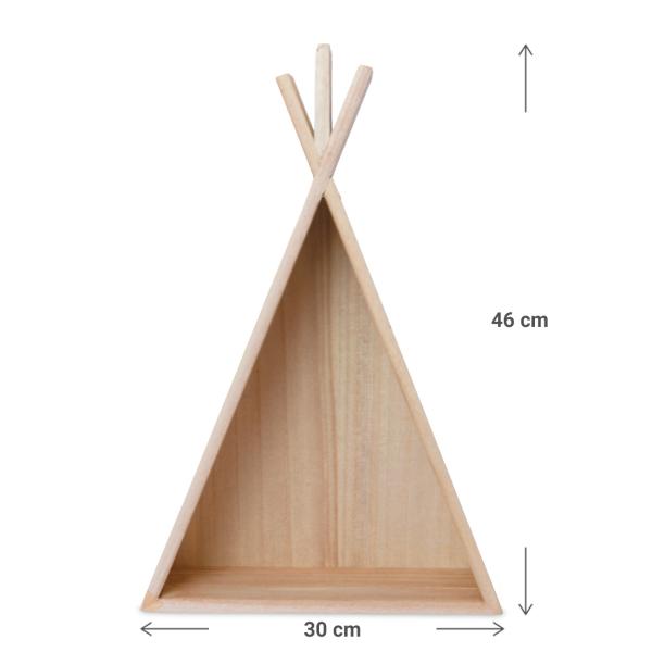 Holzregale Tipi-Form 2er-Set - Wanddeko Zelt für Flur Schlaf Kinder Wohnzimmer - MDF Braun - 45x30x9cm & 28x18.5x6cm - Kreativ Gestaltbar