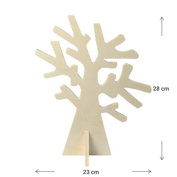 Schmuckbaum Holz braun - Dekorativer Schmuckständer für Halsketten, Ohrringe, Armbänder, Ringe - 23x28cm - Ideal zum Verschenken & Aufbewahren