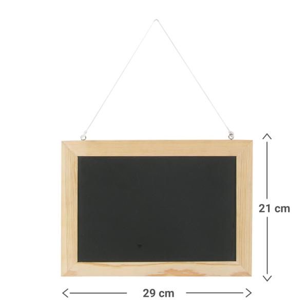 Holz Schreibtafel zum Aufhängen - Nachrichtenbrett für Küche, Wohnzimmer & Kinderzimmer - 21x29cm - Schwarz-Braun - Für Kreide & Kreidestifte