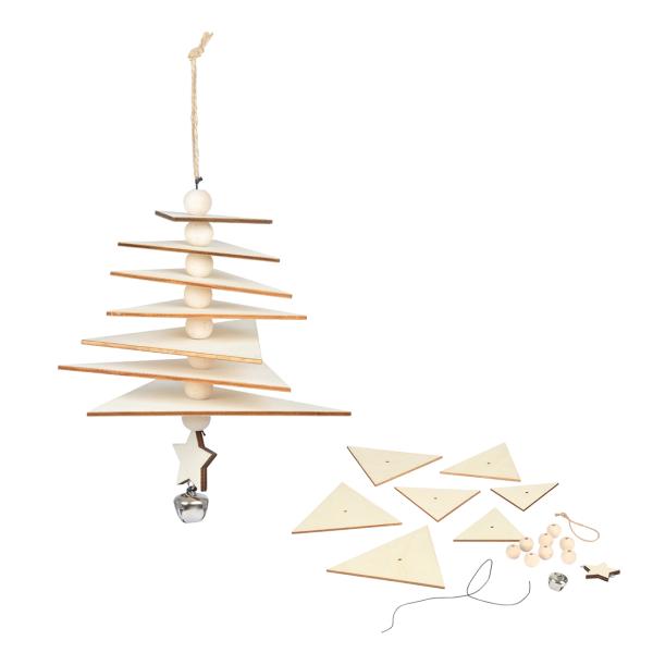 3D-Dekoration zum Selbermachen aus Naturholz - Kreativer Weihnachtsschmuck zum Basteln & Verzieren - Weihnachtsbaum Motiv