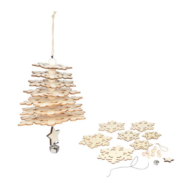 3D-Dekoration Holz - Kreativer Weihnachtsschmuck zum Selbermachen - Hänge-Weihnachtsbaum Schneeflocken-Motiv - MDF Puzzle Basteln Verzieren