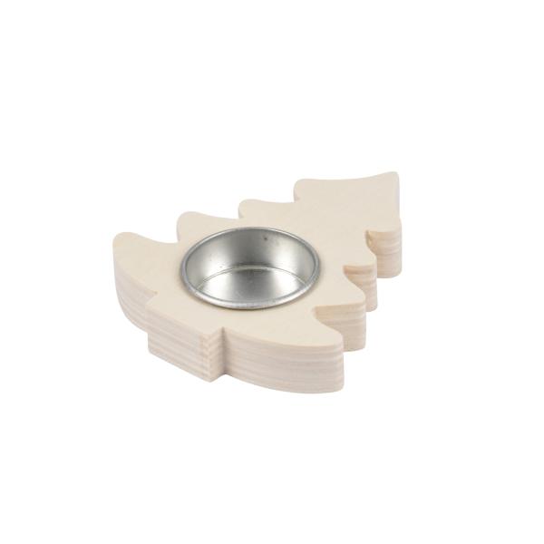 Kerzenhalter Weihnachtsbaum aus Holz - Naturbelassen & aus einem Stück gefertigt - Für Teelicht - Braun MDF - Zum Verzieren & Bemalen