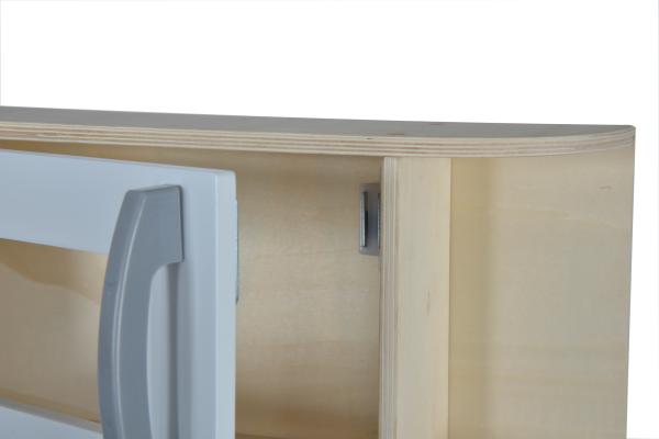 Holz-Spielküche für Kinder - Detailgetreue Kinderküche mit Herd Ofen Dunstabzug Drehknöpfen - Kiefer/Linde 36x69x99cm braun-weiss - Kreativität