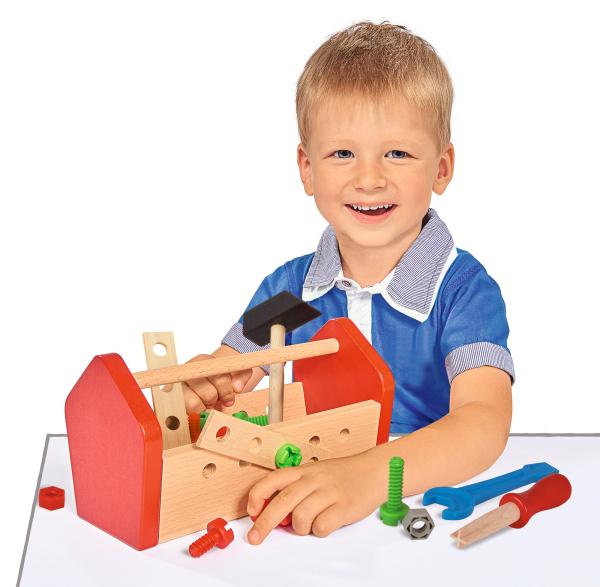 30-teiliger Werkzeugkasten aus Buchenholz, 11 x 22 x 12 cm