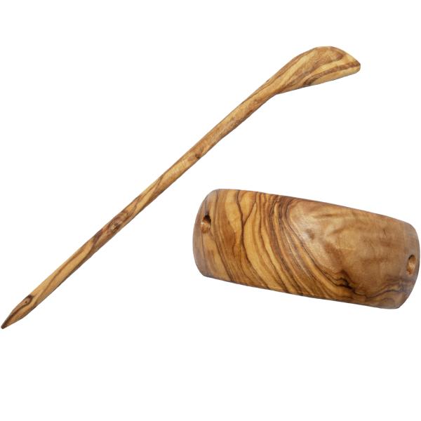 Haarspange aus Olivenholz - Holzring Haarnadel Made in Italy - Natürliche Ausstrahlung für Hochsteckfrisuren - Handgefertigt, glatte Optik