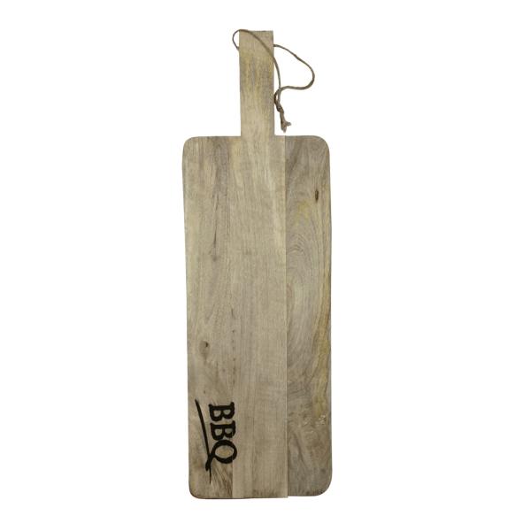 Mangoholz Schneidebrett - Servierbrett mit BBQ Aufdruck - 60x20x2cm - Robust & widerstandsfähig - Für Obst, Gemüse, Brot & Frühstück