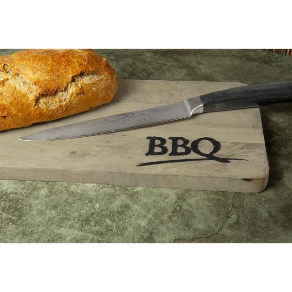 Mangoholz Schneidebrett - Servierbrett mit BBQ Aufdruck - 60x20x2cm - Robust & widerstandsfähig - Für Obst, Gemüse, Brot & Frühstück