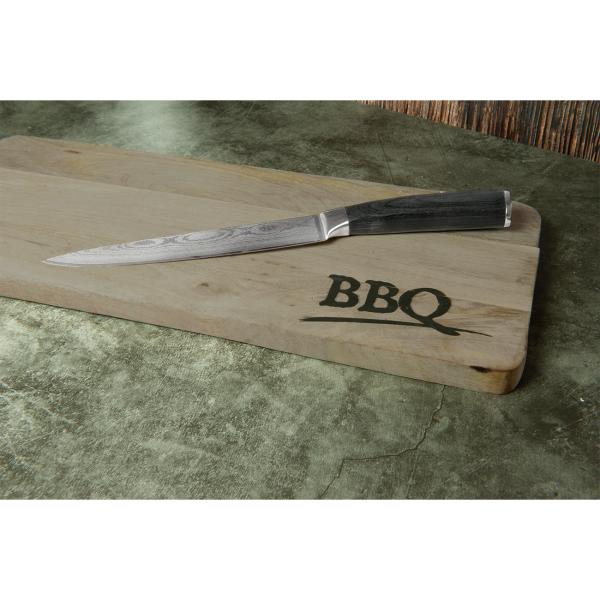 Mangoholz Schneidebrett - Servierbrett mit BBQ Aufdruck - 60x20x2cm - Robust & widerstandsfähig - Für Obst, Gemüse, Brot & Frühstück