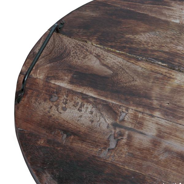 Rundes Schneidebrett aus Mangoholz - mit Metallgriffen für sicheres Servieren - Ø 40x6cm - Robust & widerstandsfähig für Küche & Gastronomie