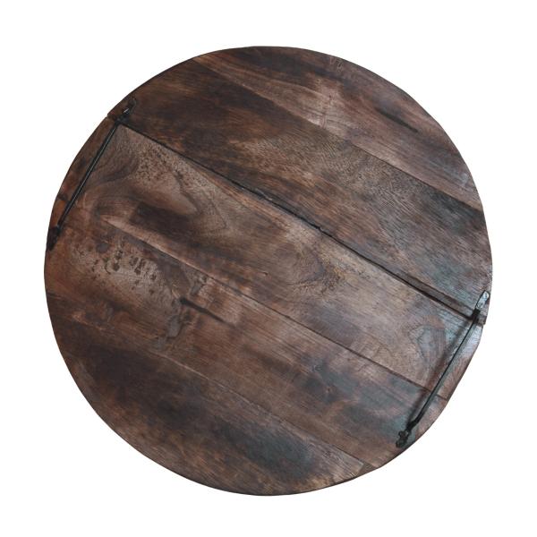 Rundes Schneidebrett aus Mangoholz - mit Metallgriffen für sicheres Servieren - Ø 40x6cm - Robust & widerstandsfähig für Küche & Gastronomie