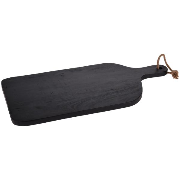 Schneidebrett Kautschukholz 58x28x2cm - Robust & Stilvoll für Küche, Frühstück & Servieren - Dunkelbraun mit Griff und Kordel