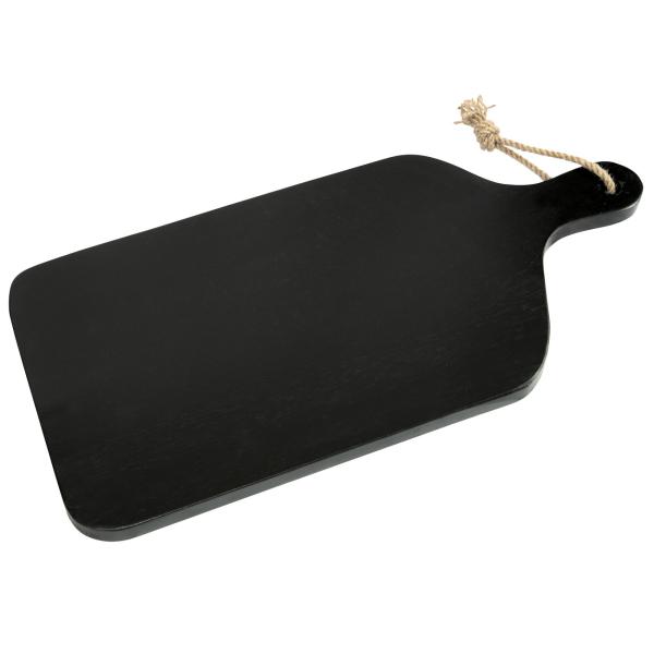 Schneidebrett Kautschukholz 58x28x2cm - Robust & Stilvoll für Küche, Frühstück & Servieren - Dunkelbraun mit Griff und Kordel