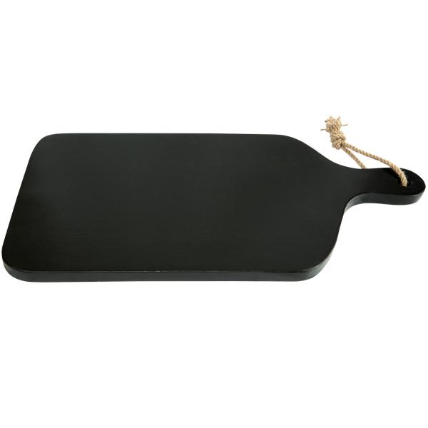 Schneidebrett Kautschukholz 58x28x2cm - Robust & Stilvoll für Küche, Frühstück & Servieren - Dunkelbraun mit Griff und Kordel